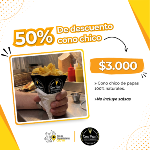 50% de descuento en cono chico de papas